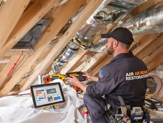 Warwick Air Duct Cleaning technician performing precise duct repair work in Warwick