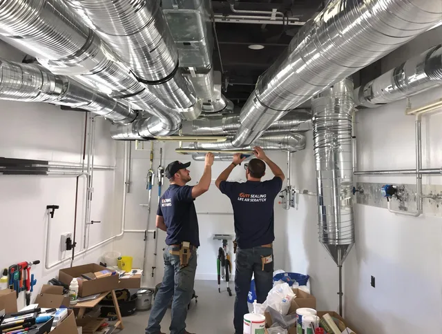 Warwick Air Duct Cleaning technician applying professional duct sealing solutions in Warwick