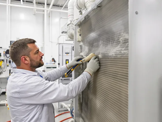 Warwick Air Duct Cleaning technician performing precision commercial coil cleaning at a Warwick business