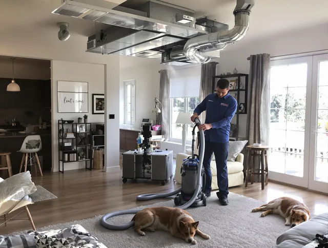 Warwick Air Duct Cleaning technician performing detailed indoor duct cleaning for improved air quality in Warwick